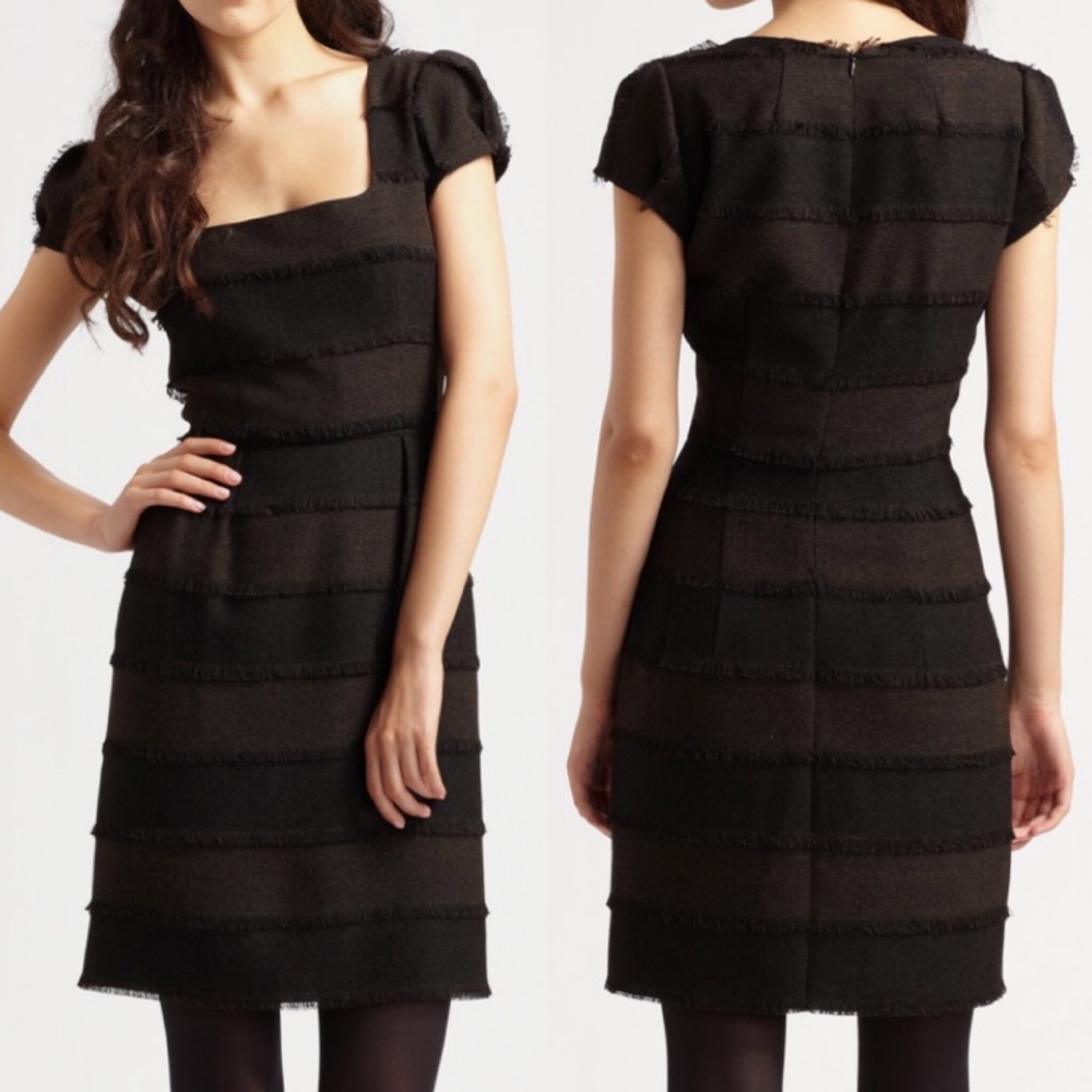 Nanette Lepore Fringe Tonal Stripe Dress Sz 4 EUC